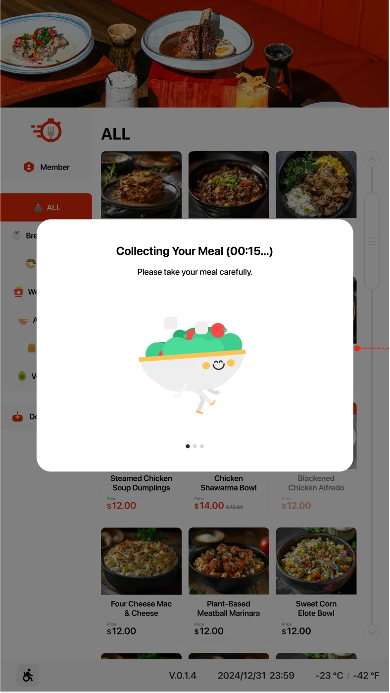 CraveBot collecting your meal from cold storage