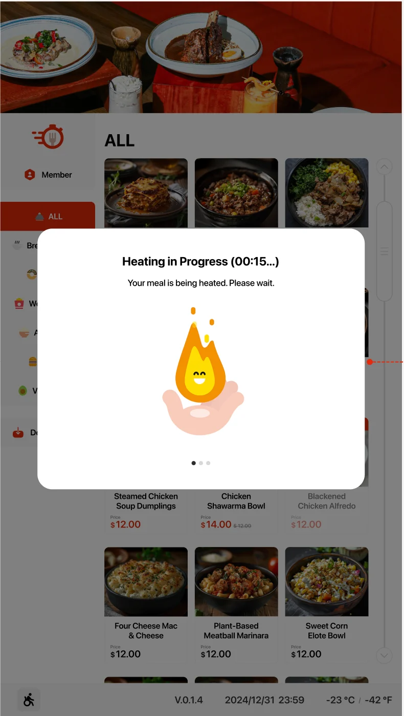 CraveBot heating in progress screen