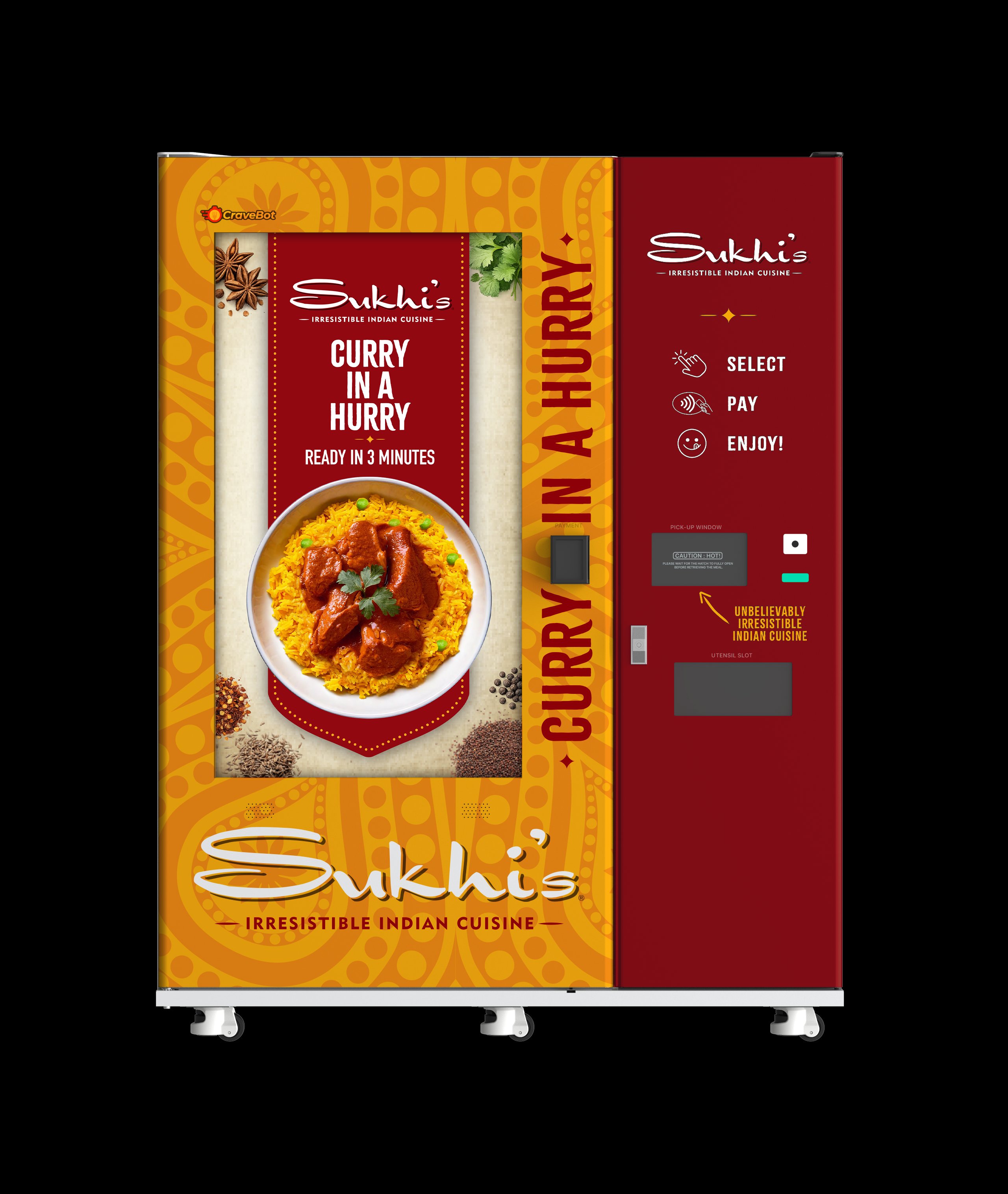Sukhi's branded CraveBot — front view
